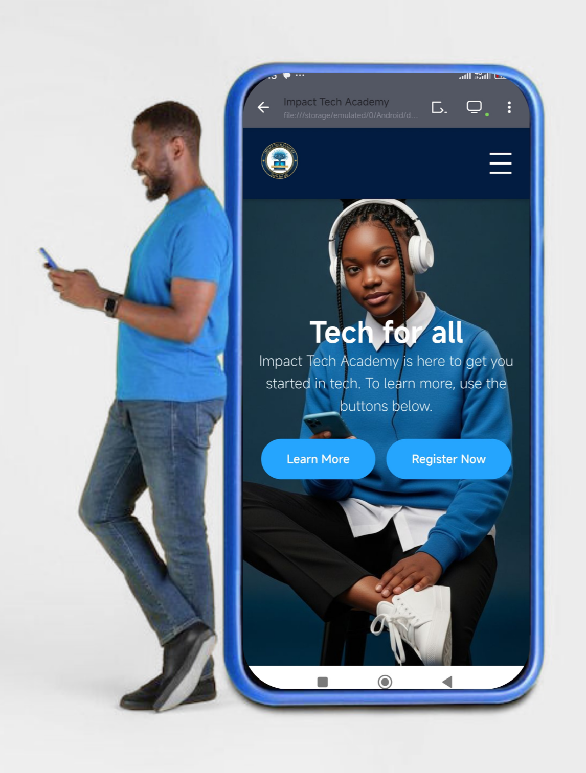 A student using a phone for coding